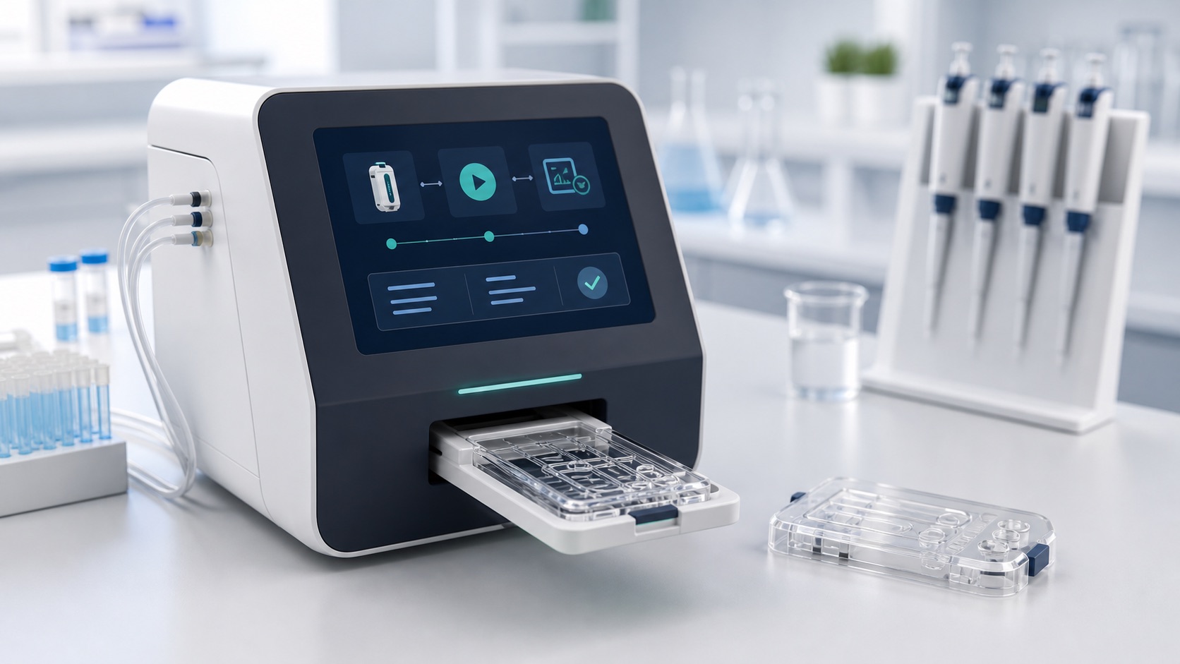 Simplified microfluidic system designed for routine end-user operation